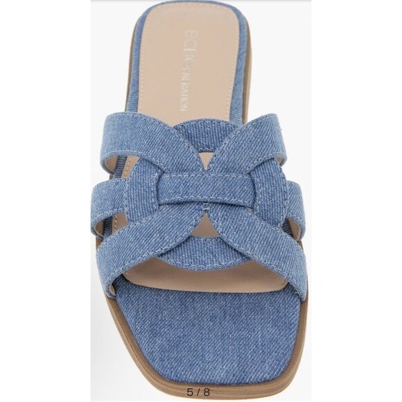 NEW BCBGeneration Sandals 9.5M Meltem Square Toe Denim Jean Slide Sandal Casual - Picture 2 of 13